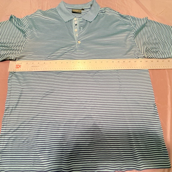 Bobby Jones Navy/Green Striped Golf 100% Cotton Polo Shirt Size Large - Picture 8 of 11